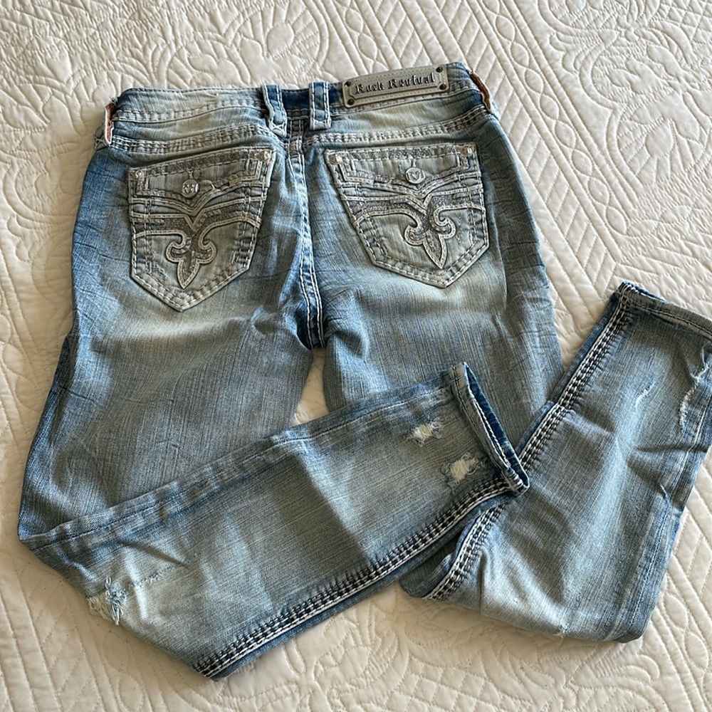 Rock Revival Light Blue Ankle & Cropped Jeans